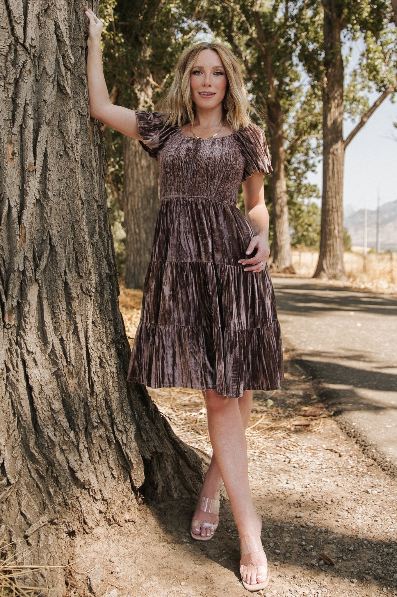 Fay Velvet Midi Dress | Cocoa | Baltic Born