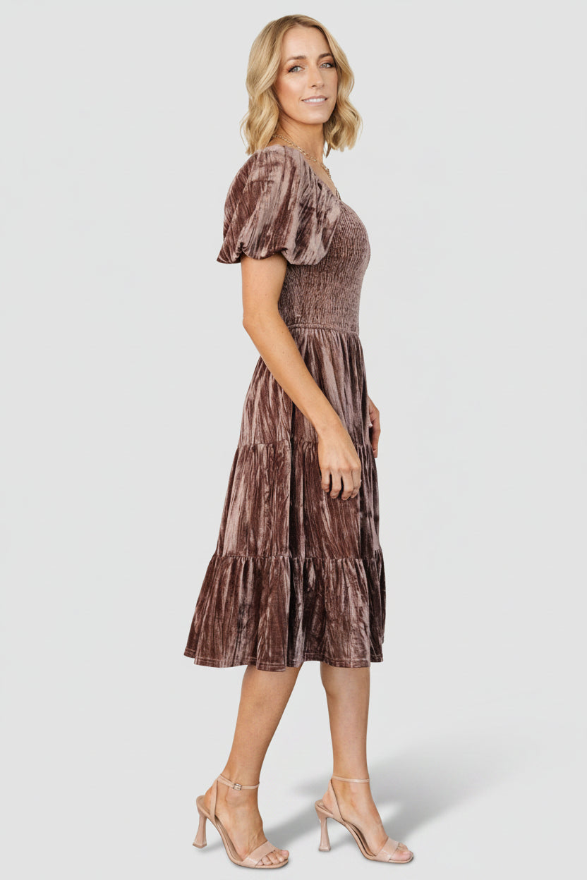Fay Velvet Midi Dress | Cocoa