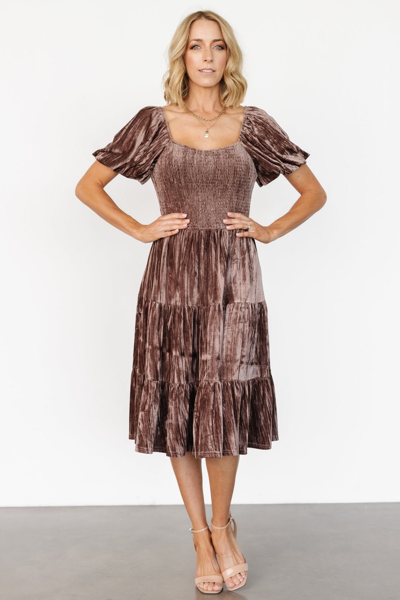 Fay Velvet Midi Dress | Cocoa - Baltic Born