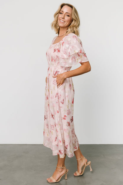 Flora Midi Dress | Blush Print - Baltic Born