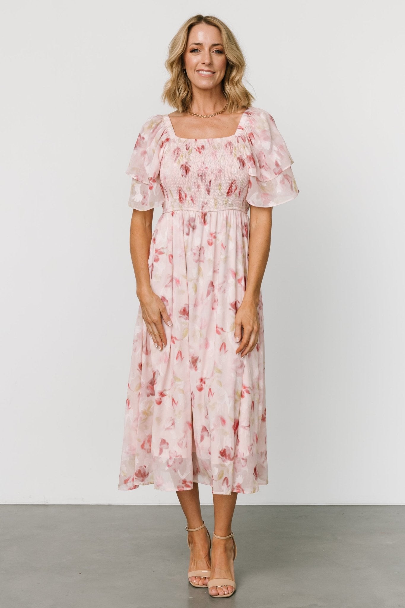 Flora Midi Dress | Blush Print - Baltic Born