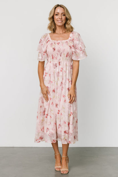 Flora Midi Dress | Blush Print - Baltic Born