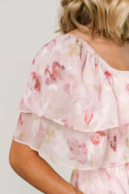 Flora Midi Dress | Blush Print - Baltic Born