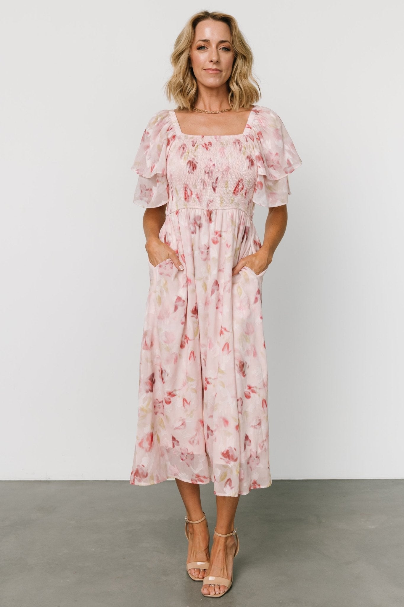 Flora Midi Dress | Blush Print - Baltic Born