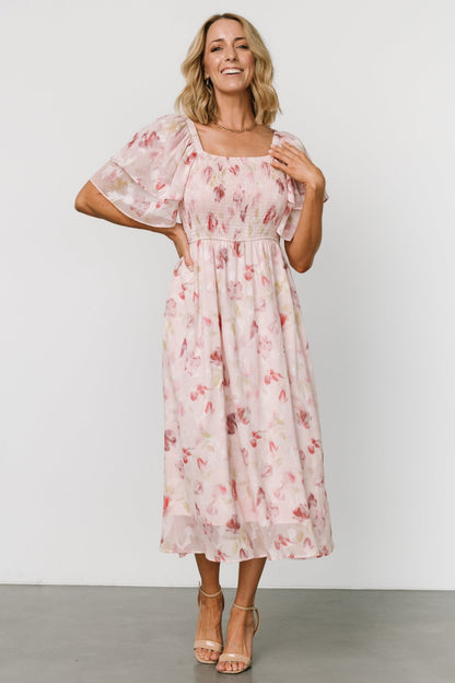 Flora Midi Dress | Blush Print - Baltic Born