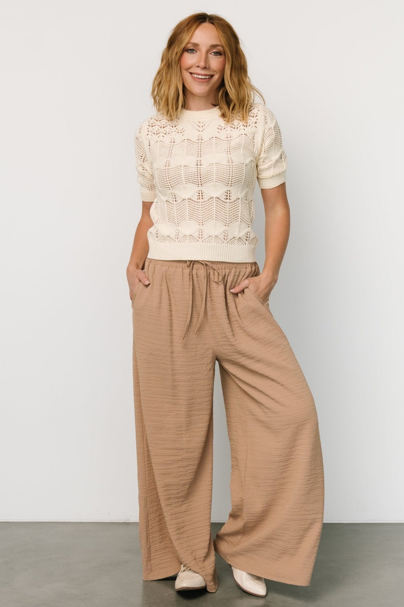 Florence Textured Pants | Beige - Baltic Born