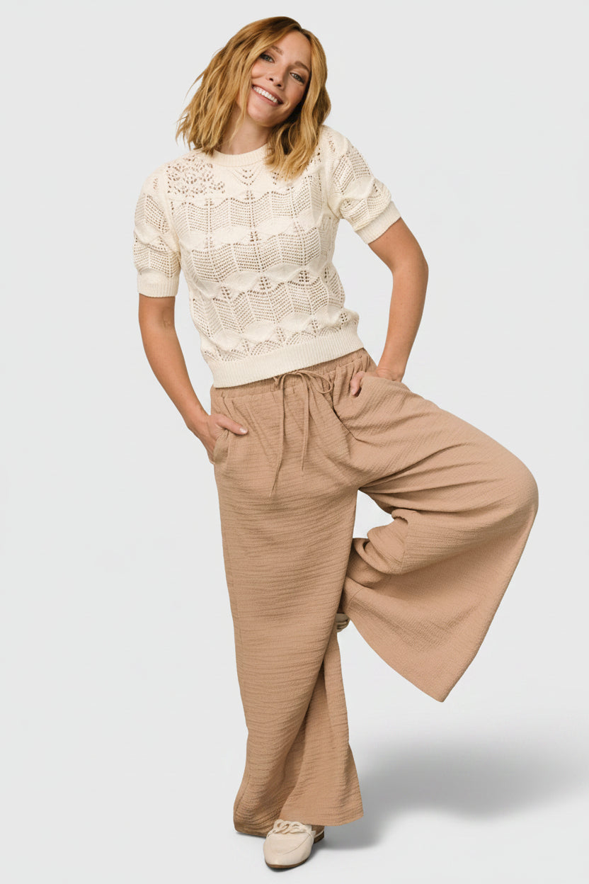 Florence Textured Pants | Beige
