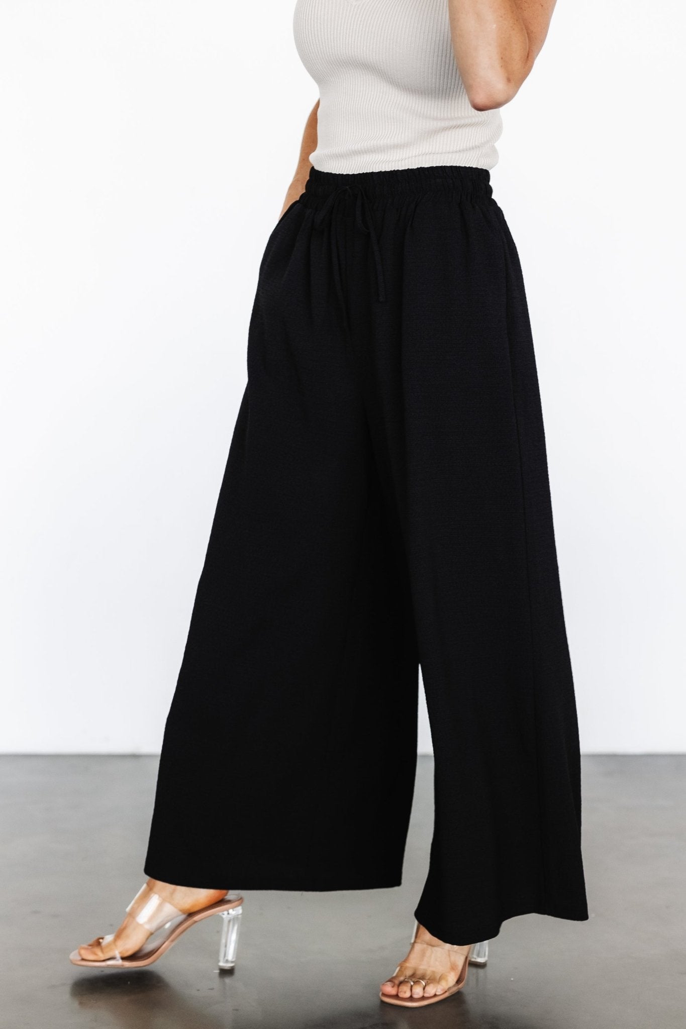 Florence Textured Pants | Black - Baltic Born