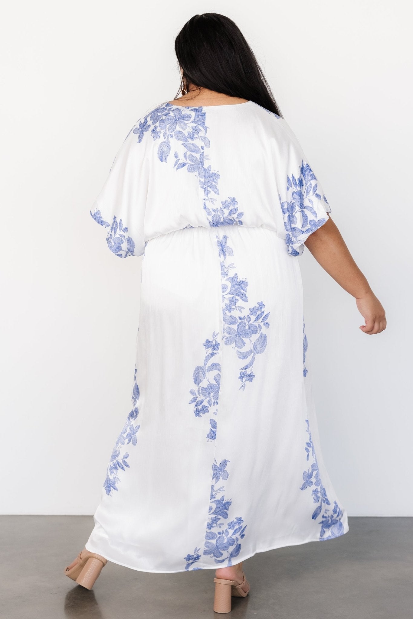 Florina Kimono Maxi Dress | White + Blue - Baltic Born