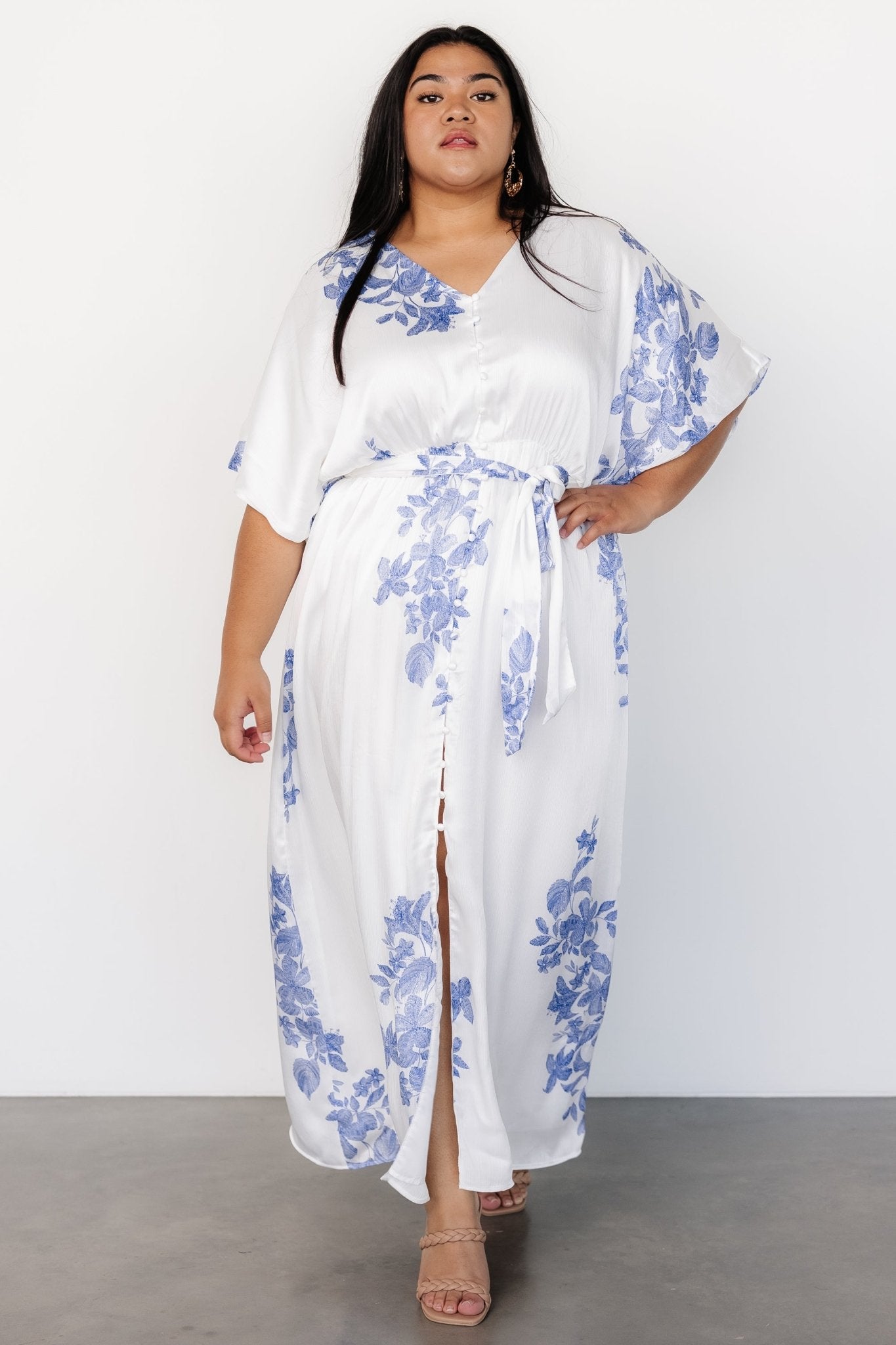 Florina Kimono Maxi Dress | White + Blue - Baltic Born