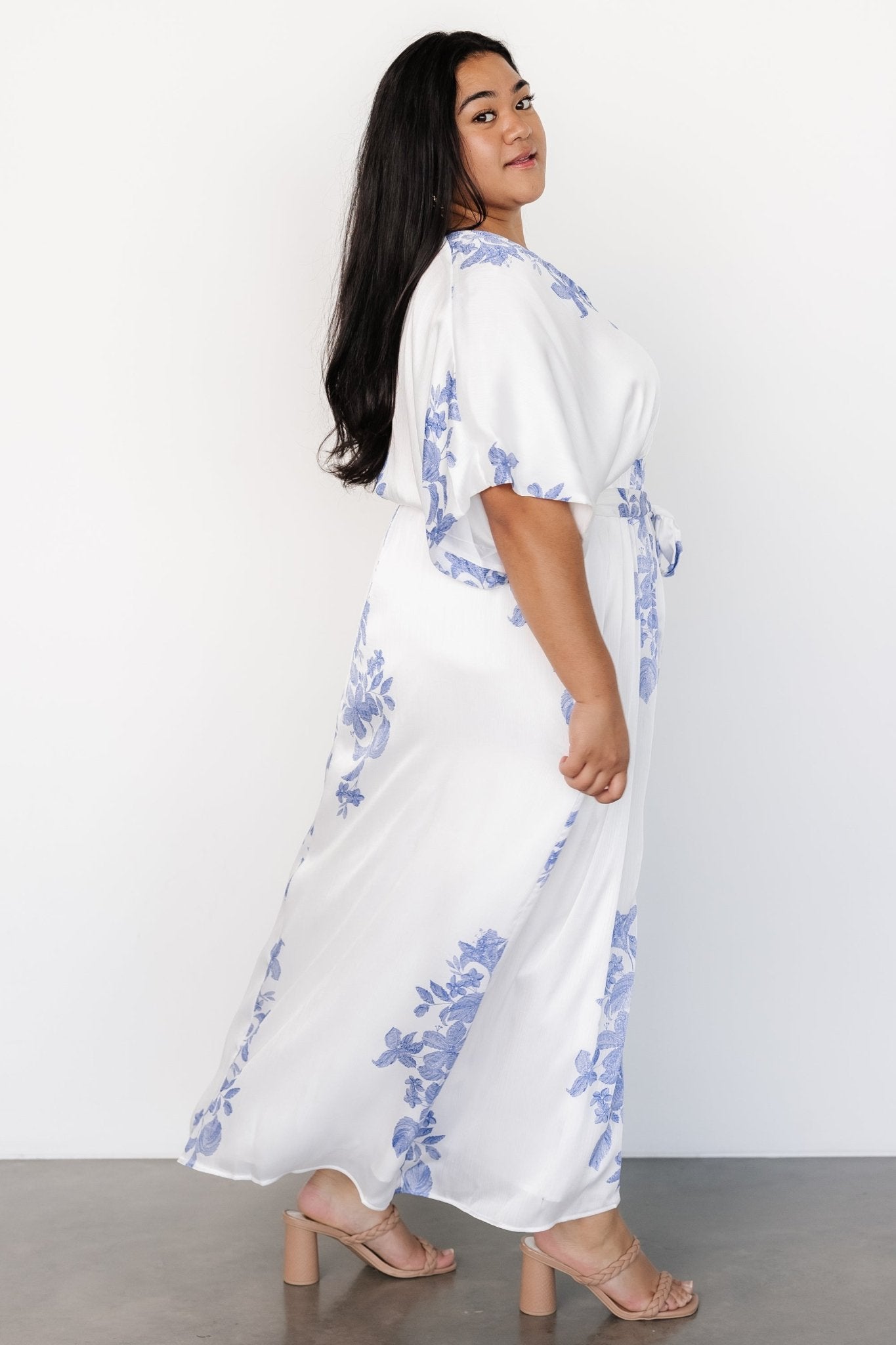 Florina Kimono Maxi Dress | White + Blue - Baltic Born