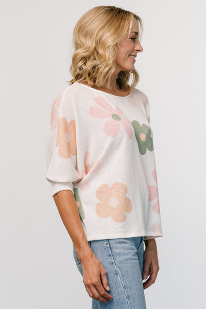 Flower Knit Top | Cream Multi - Baltic Born