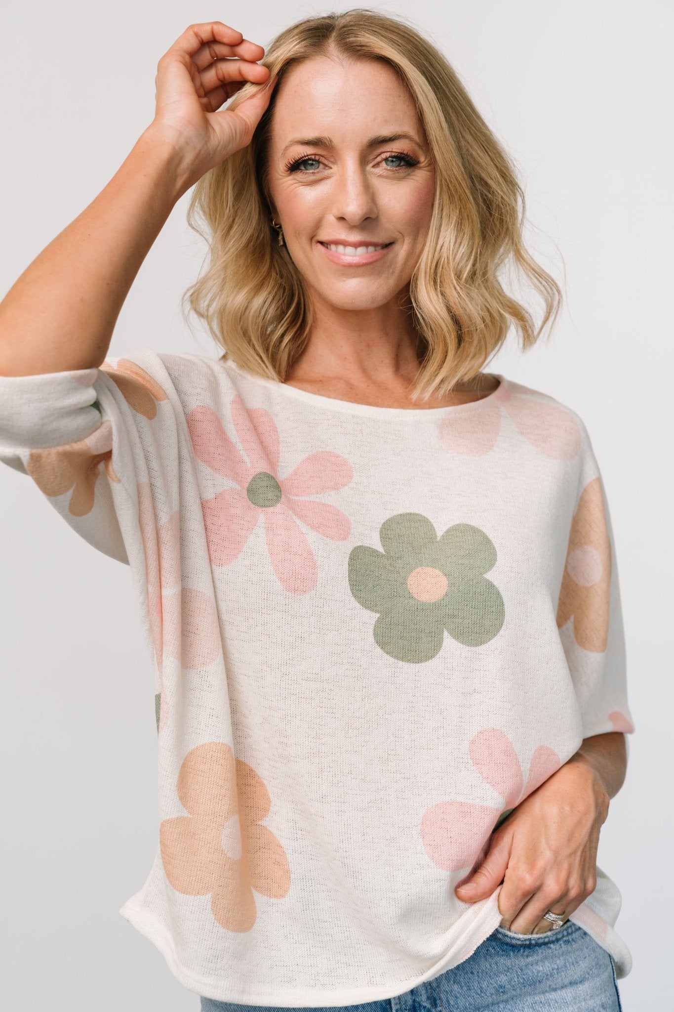 Flower Knit Top | Cream Multi - Baltic Born