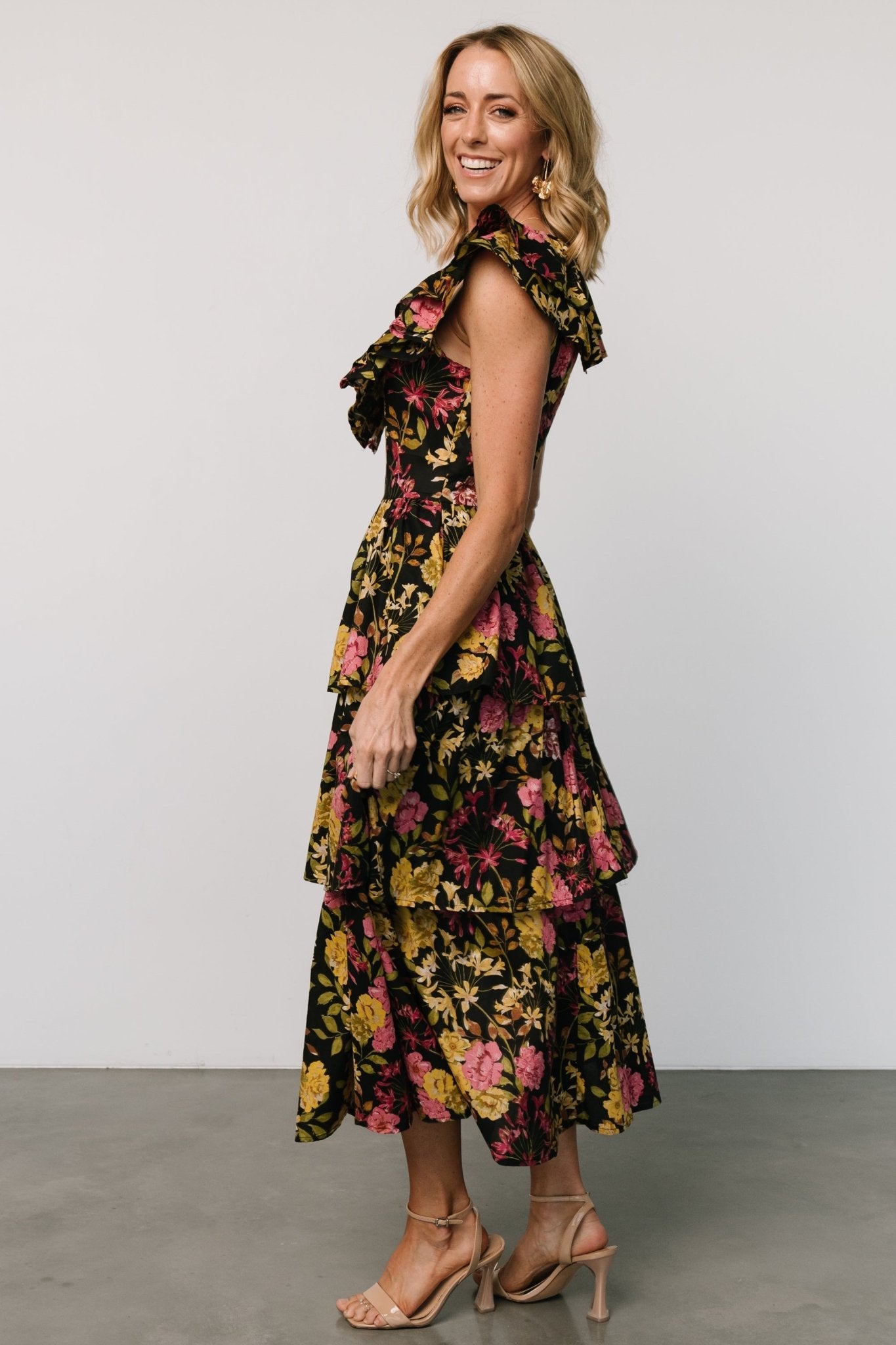 Francesca Tiered Maxi Dress | Black Floral - Baltic Born