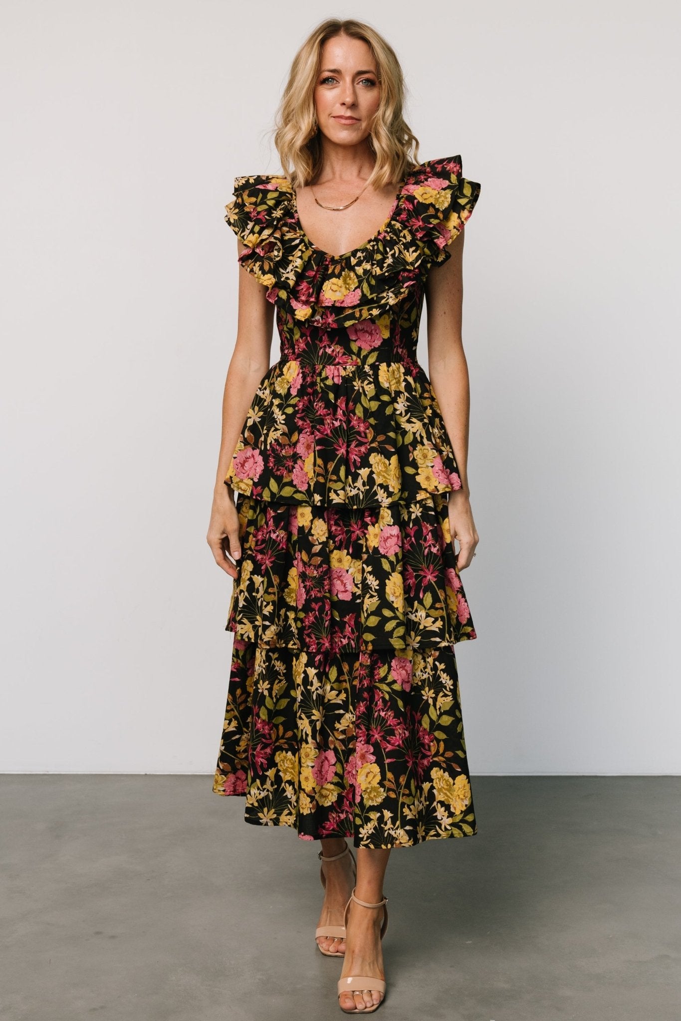 Francesca Tiered Maxi Dress | Black Floral - Baltic Born