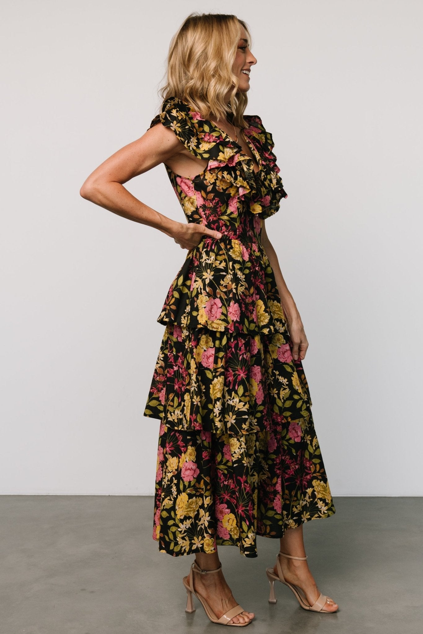 Francesca Tiered Maxi Dress | Black Floral - Baltic Born