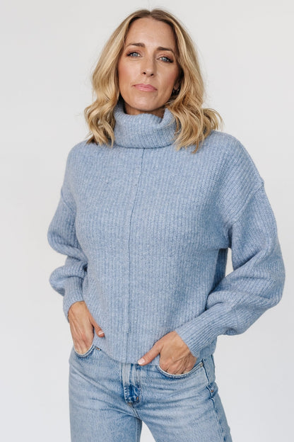 Frannie Knit Turtleneck Sweater | Blue - Baltic Born