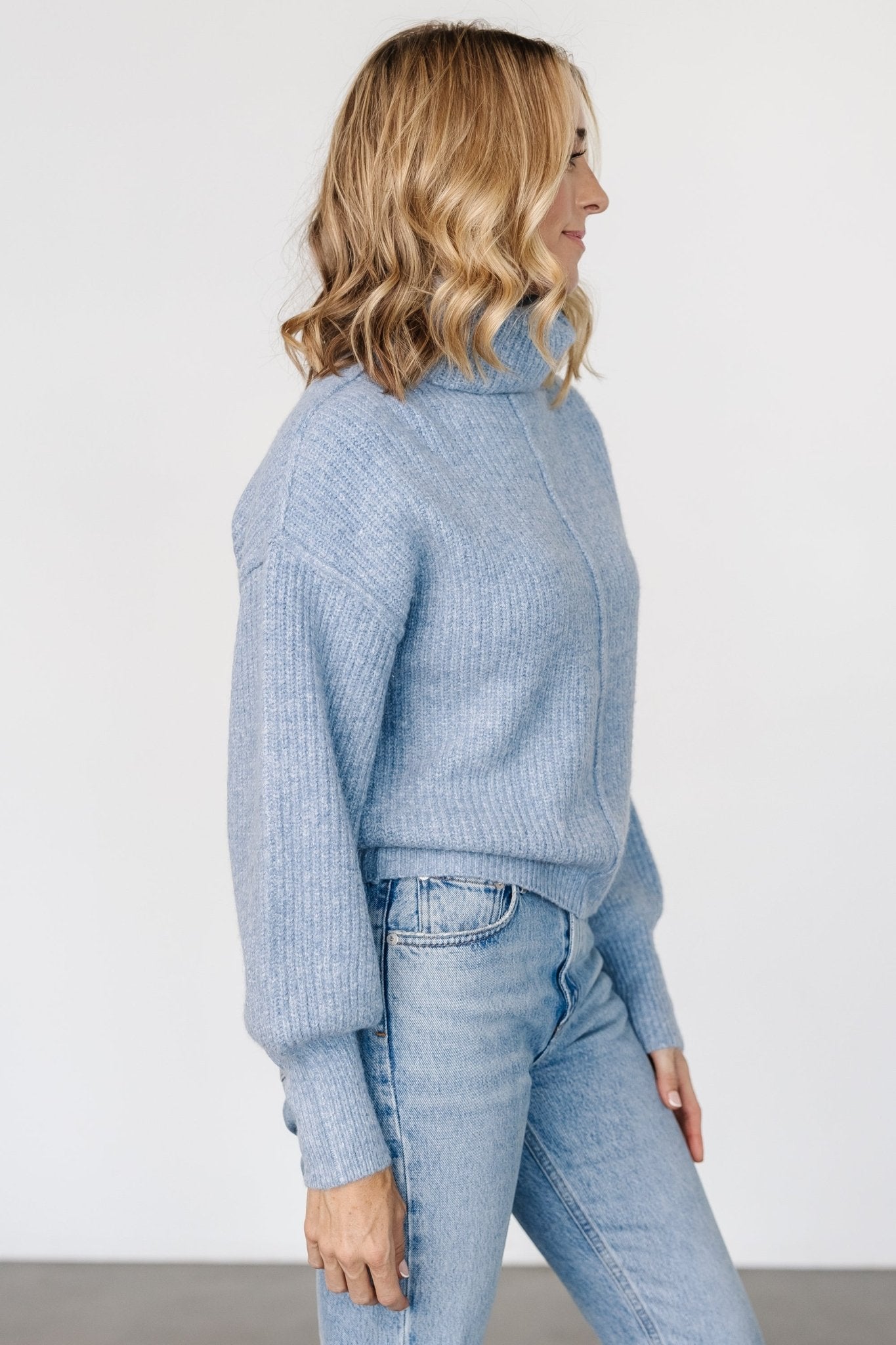 Frannie Knit Turtleneck Sweater | Blue - Baltic Born