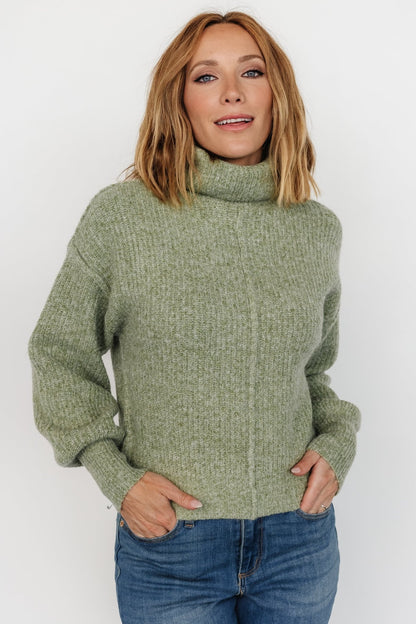 Frannie Knit Turtleneck Sweater | Olive - Baltic Born