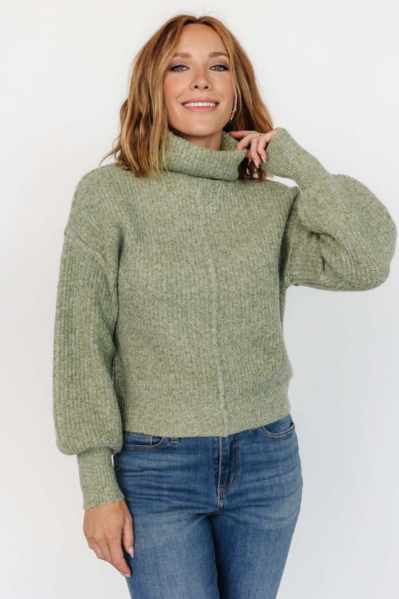 Frannie Knit Turtleneck Sweater | Olive - Baltic Born