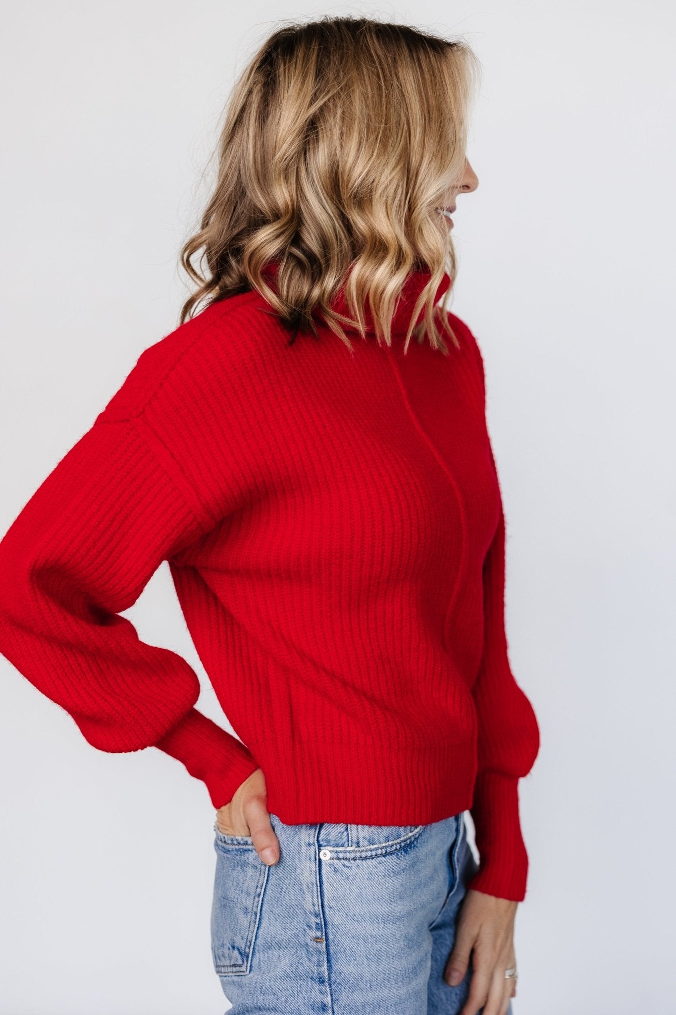 Frannie Knit Turtleneck Sweater | Red - Baltic Born