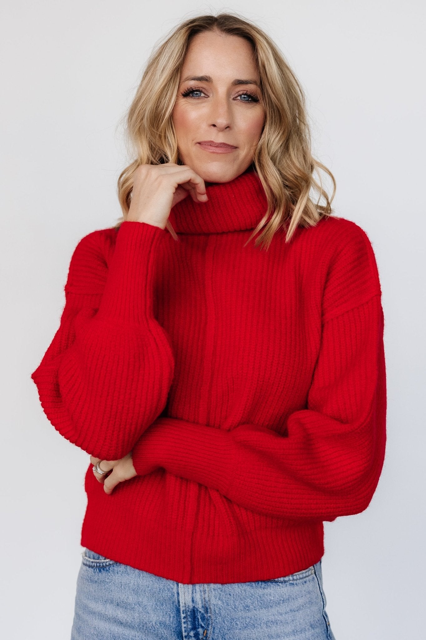 Frannie Knit Turtleneck Sweater | Red - Baltic Born