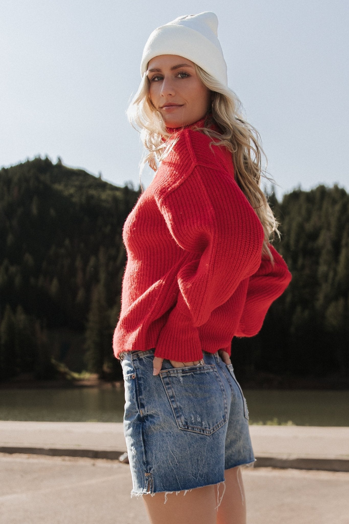 Frannie Knit Turtleneck Sweater | Red - Baltic Born