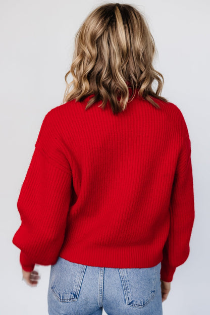 Frannie Knit Turtleneck Sweater | Red - Baltic Born