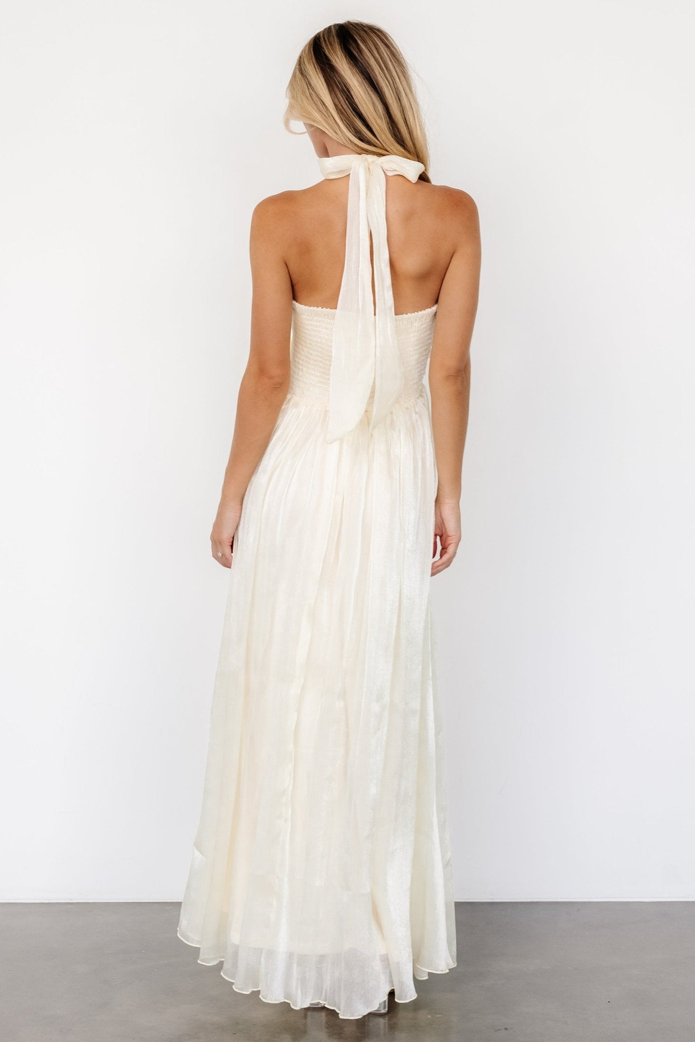 Frederica Halter Maxi Dress | Cream Shimmer - Baltic Born