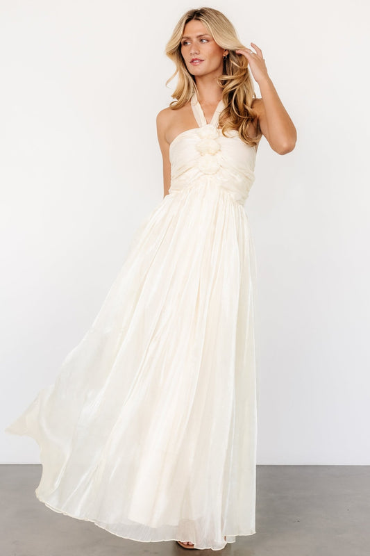 Frederica Halter Maxi Dress | Cream Shimmer - Baltic Born