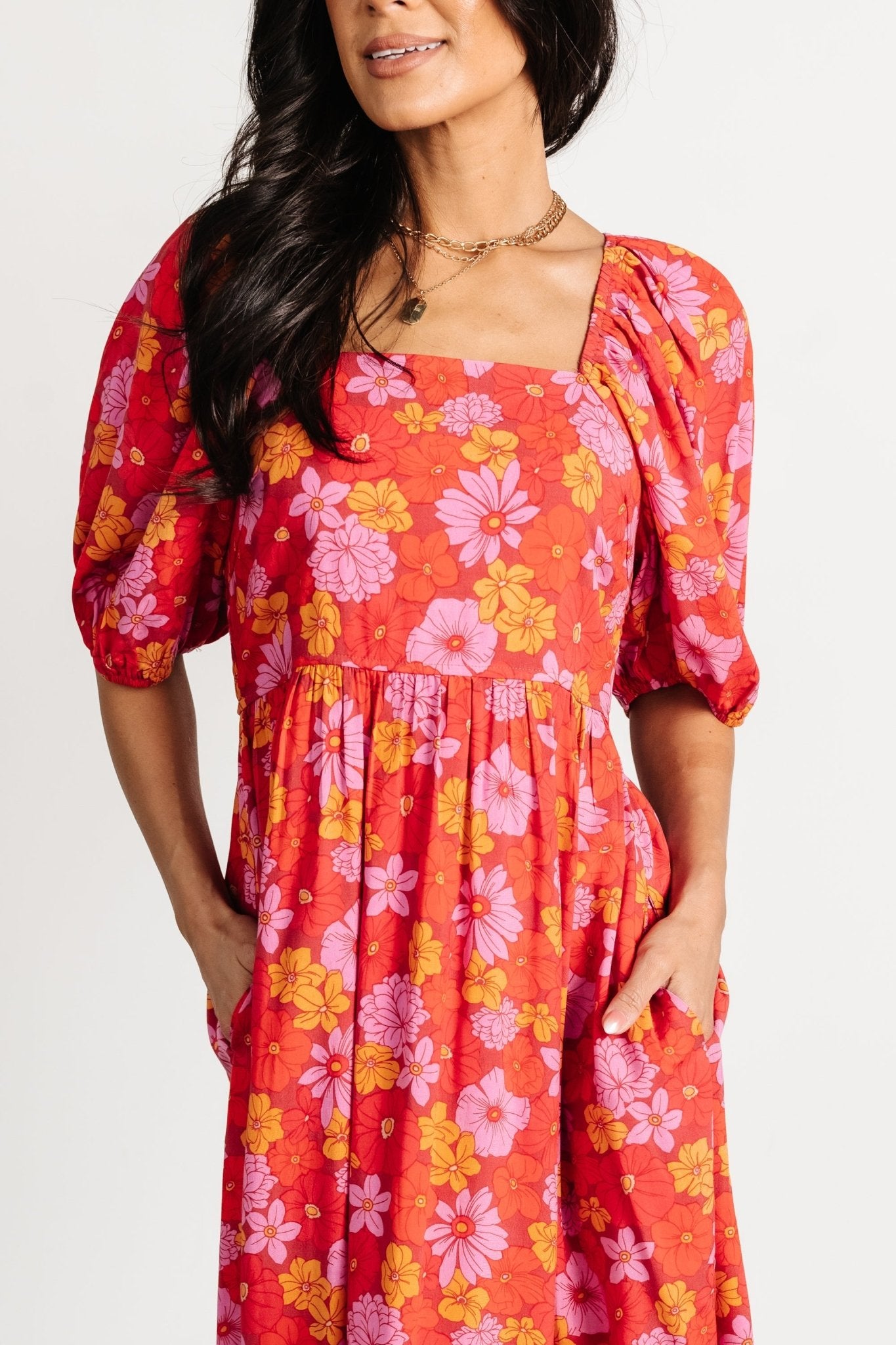 Baltic Born Womens Gabbie Short Dress | Red Multi Floral | Size: Small Baltic Born Womens Gabbie Short Dress | Red Multi Floral | Size: Small