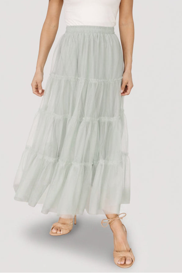 Galena Tulle Skirt | Light Sage