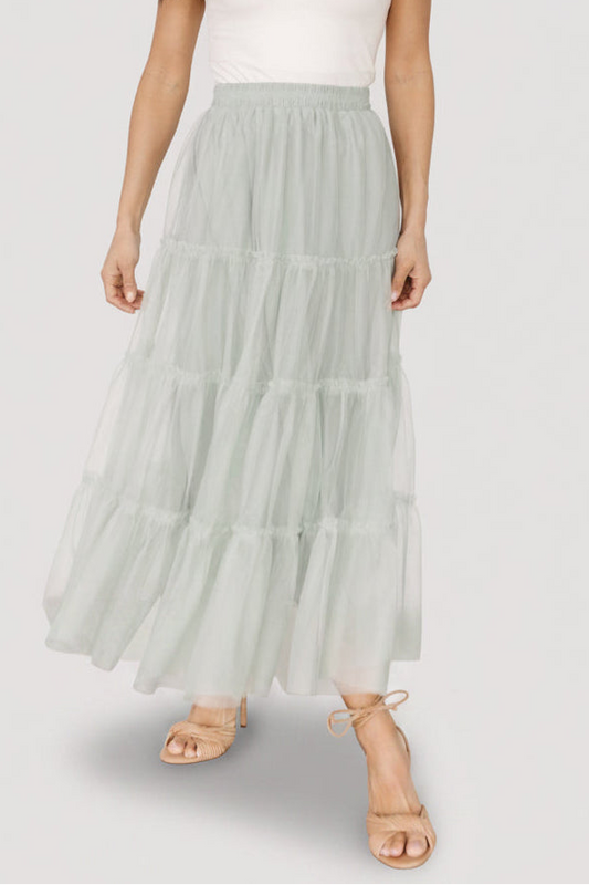 Galena Tulle Skirt | Light Sage