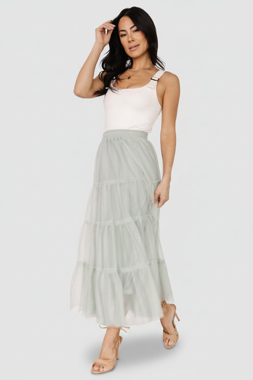 Galena Tulle Skirt | Light Sage
