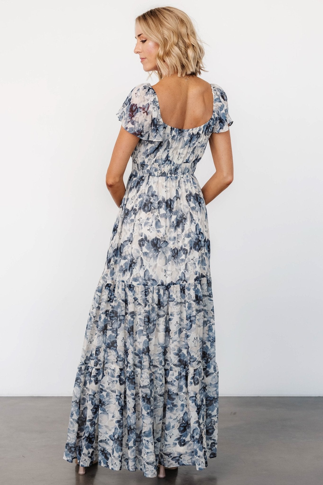 Genevive Maxi Dress | Cream + Blue Floral - Baltic Born