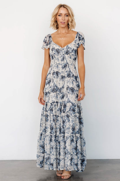 Genevive Maxi Dress | Cream + Blue Floral - Baltic Born