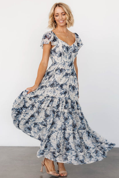 Genevive Maxi Dress | Cream + Blue Floral - Baltic Born