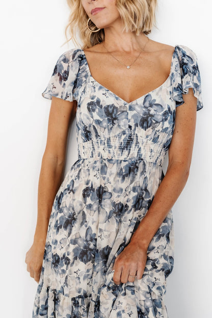 Genevive Maxi Dress | Cream + Blue Floral - Baltic Born