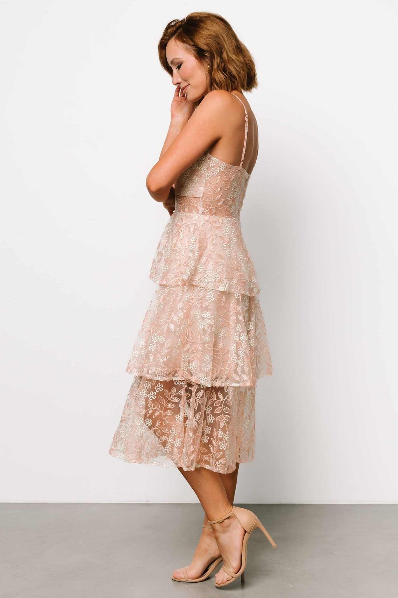 Georgiana Embroidered Midi Dress | Nude + Rose - Baltic Born