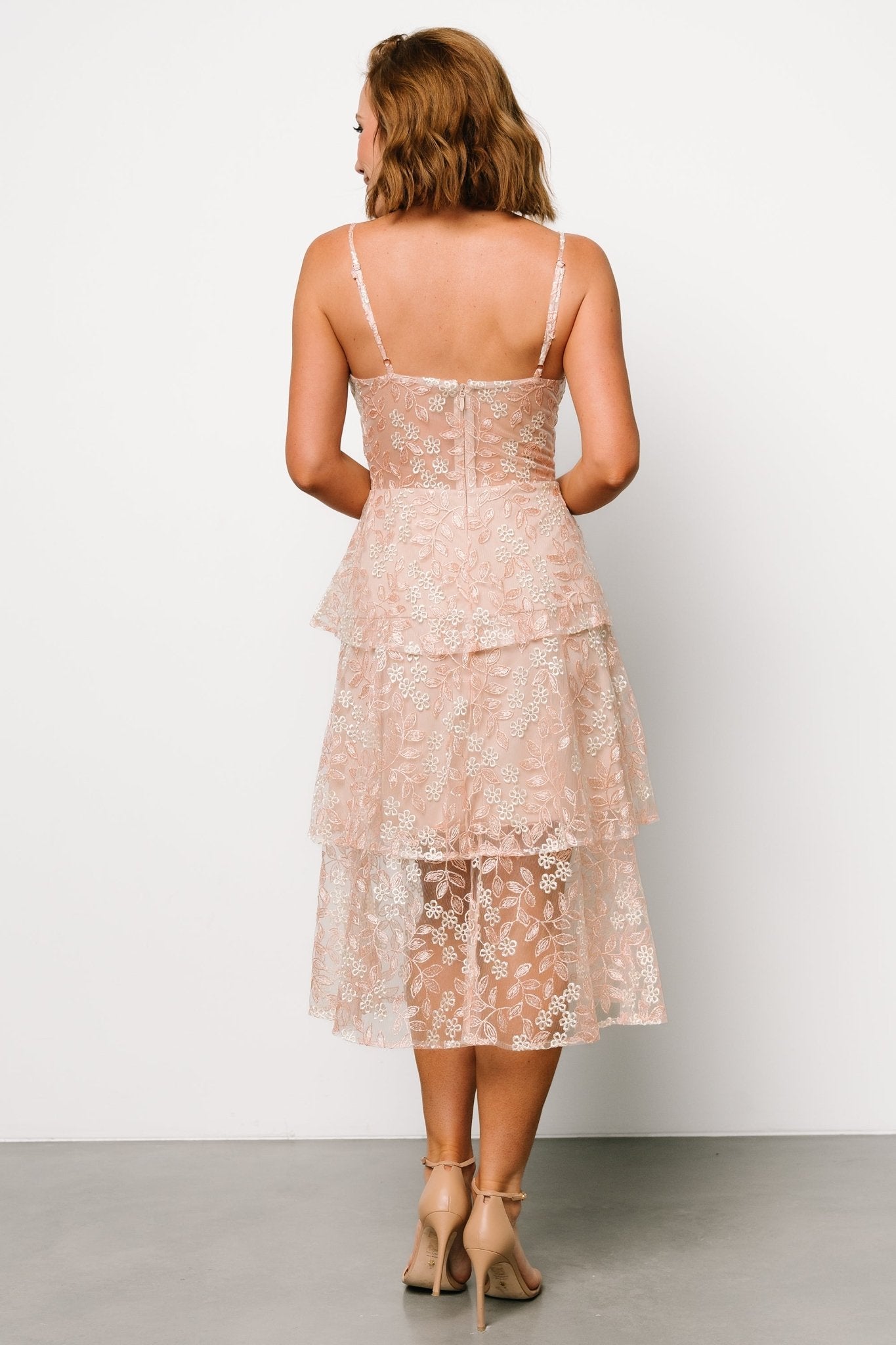 Georgiana Embroidered Midi Dress | Nude + Rose - Baltic Born