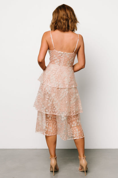 Georgiana Embroidered Midi Dress | Nude + Rose - Baltic Born