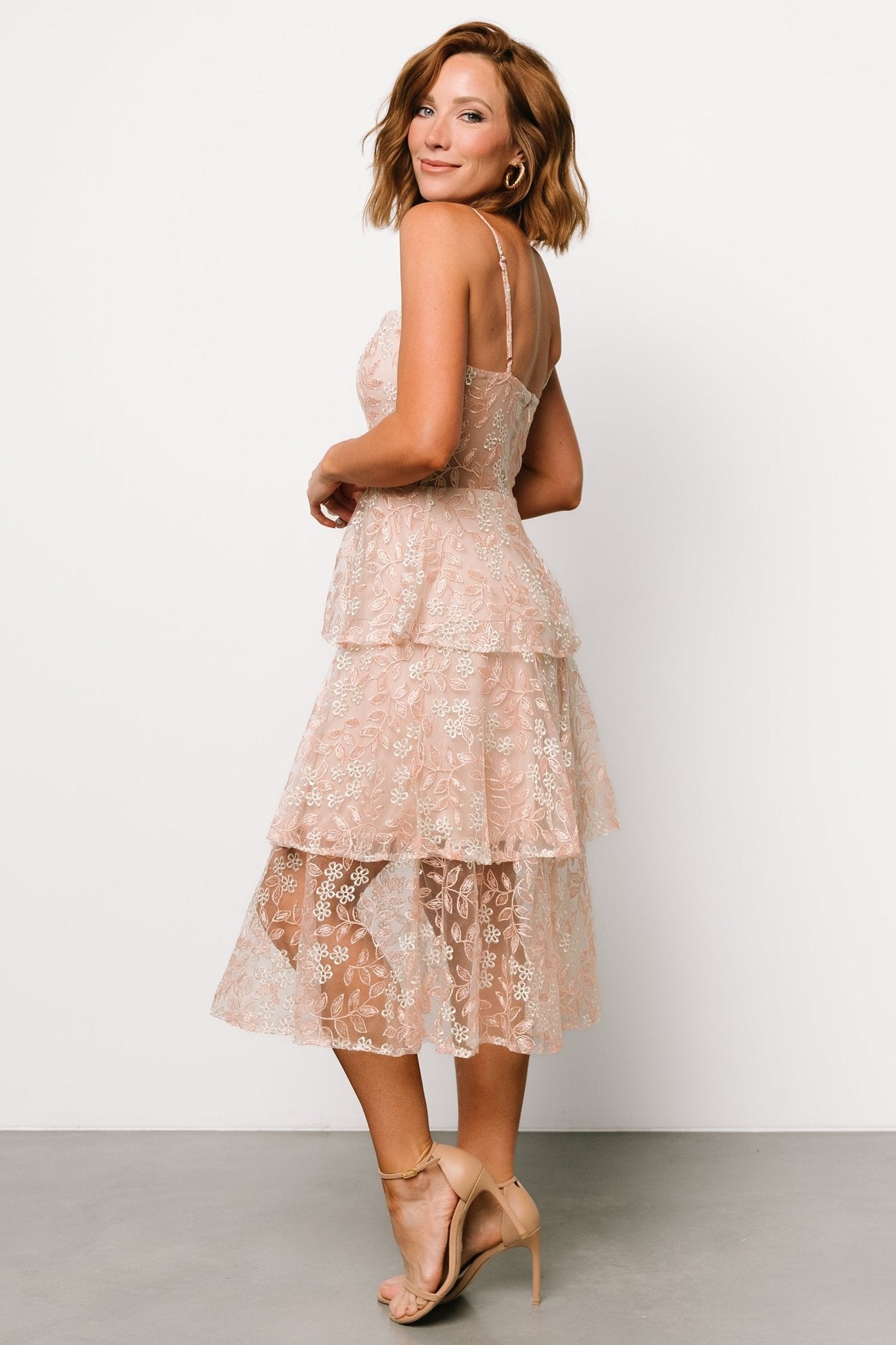 Georgiana Embroidered Midi Dress | Nude + Rose - Baltic Born