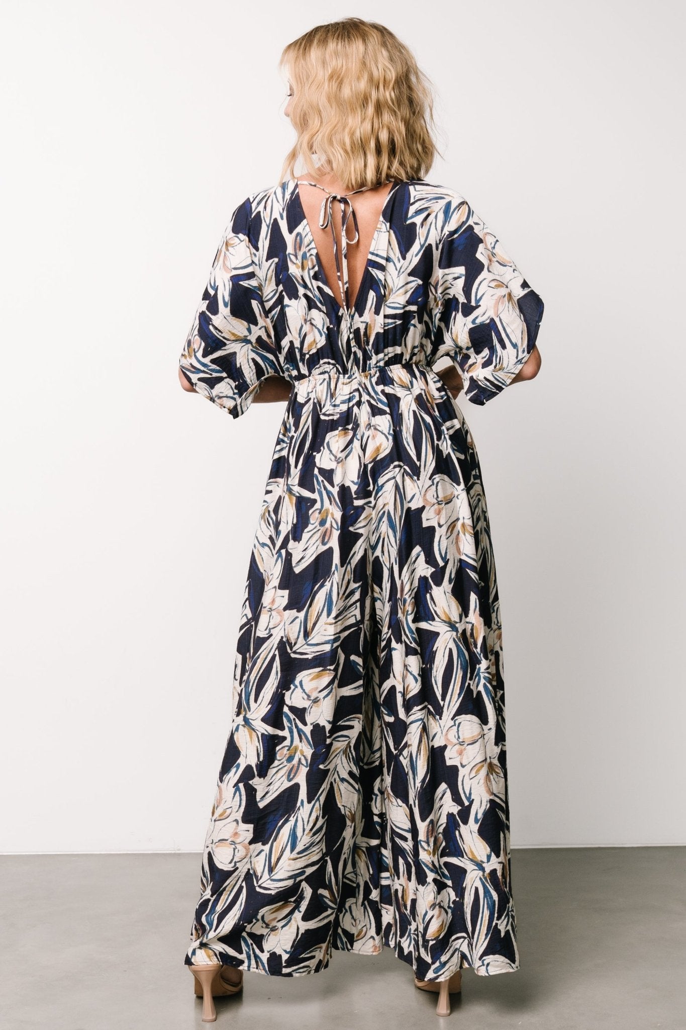 Giada Wide Leg Jumpsuit | Navy + Off White - Baltic Born