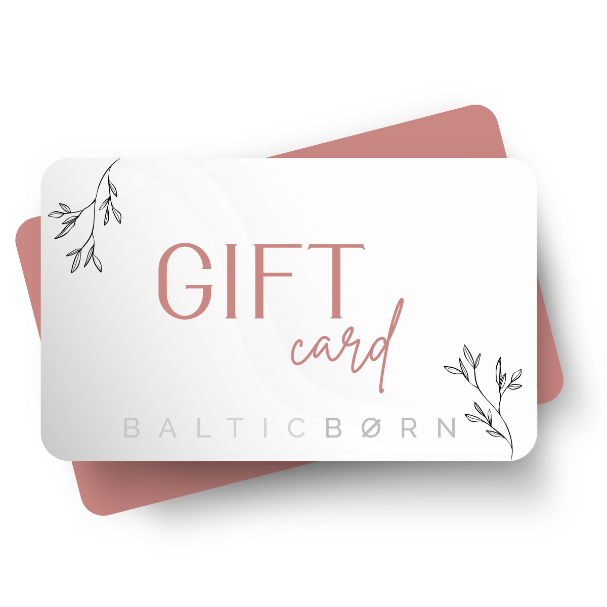 Digital gift card graphic with a minimalist neutral pattern and bold "Gift Card" text, shown on a clean white background for email delivery and redemption.