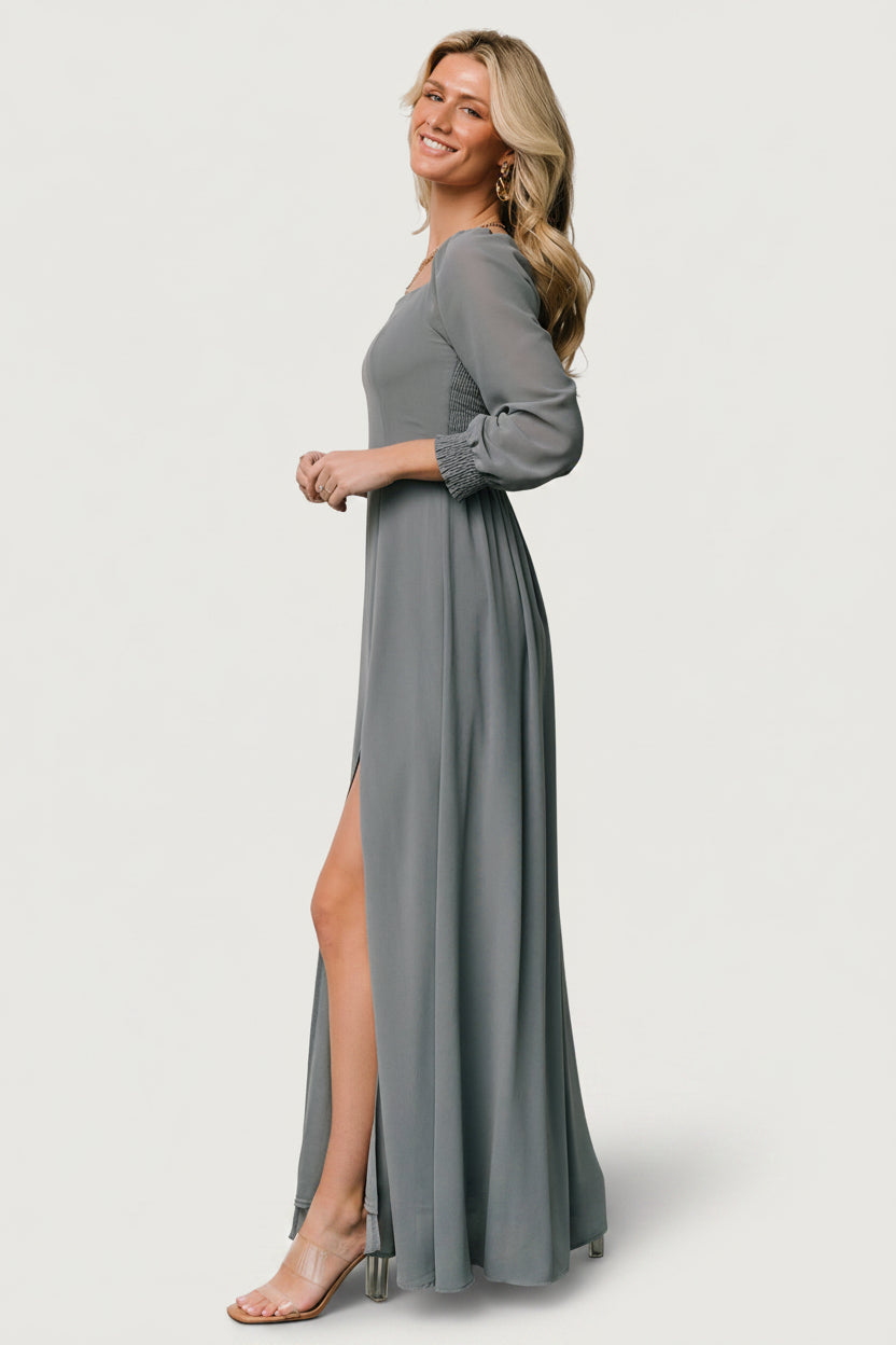 Formal Blue Grey Maxi Dress Bella Maxi Dress, In Steel Blue Luxe Satin, Size: XL Show Formal Blue Grey Maxi Dress Bella Maxi Dress, In Steel Blue Luxe Satin, Size: XL Show