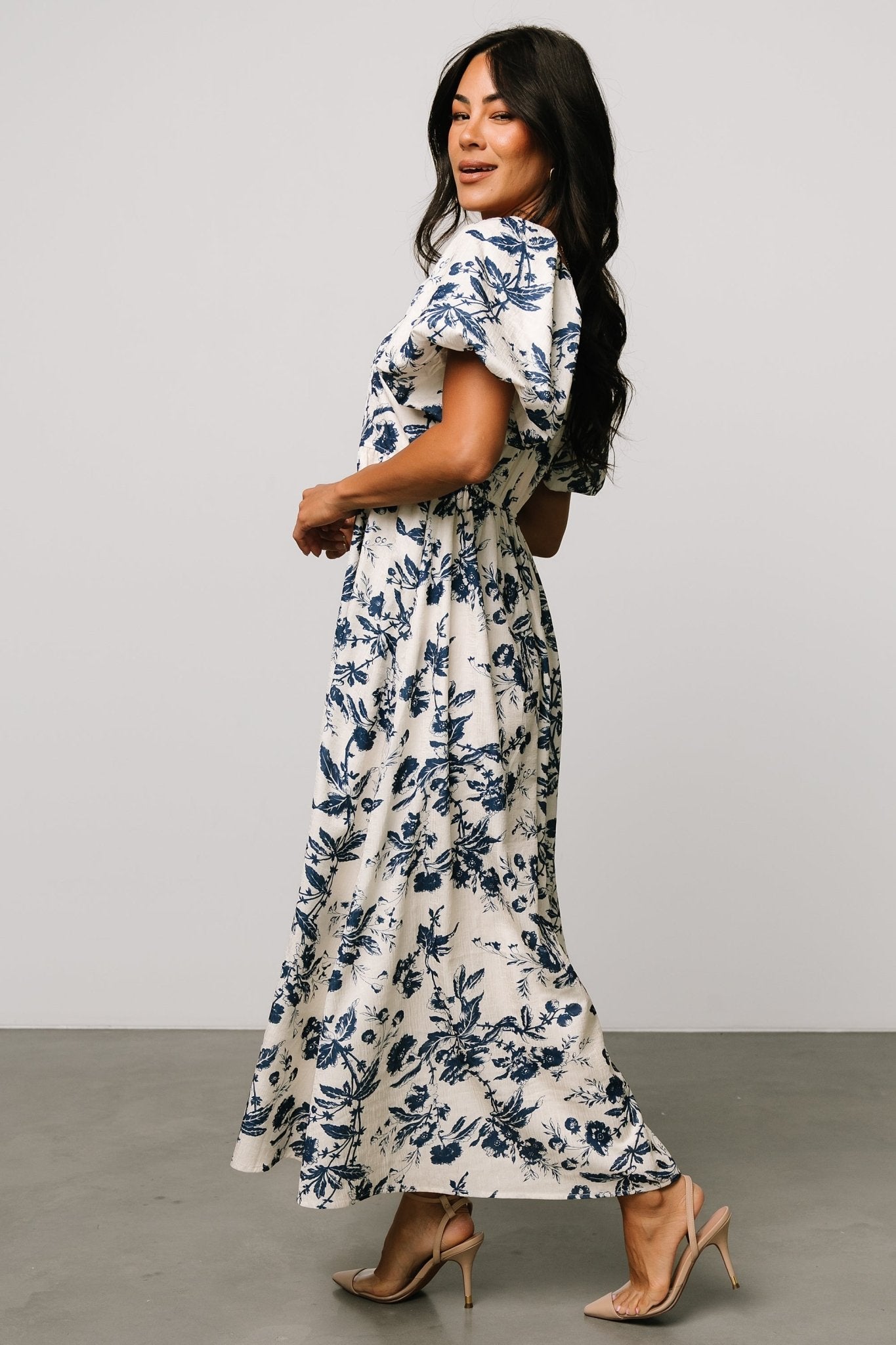 Graceland Maxi Dress | Cream + Navy Floral - Baltic Born