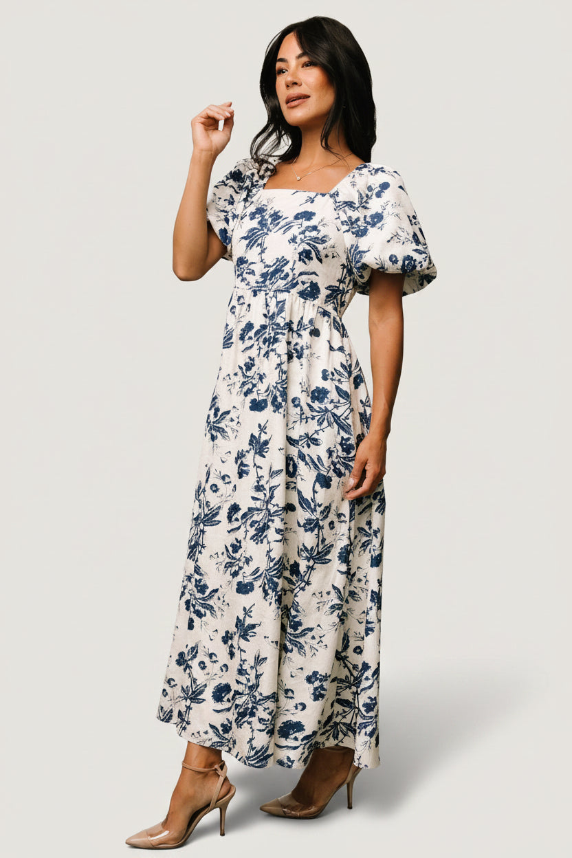 Baltic Born Womens Graceland Maxi Dress | Cream + Navy Floral