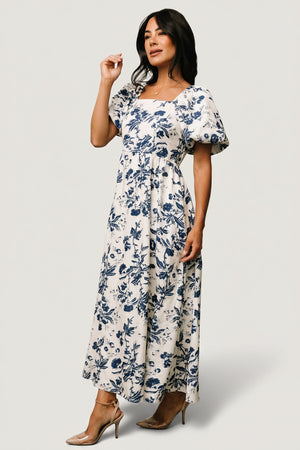 Baltic Born Womens Graceland Maxi Dress | Cream + Navy Floral