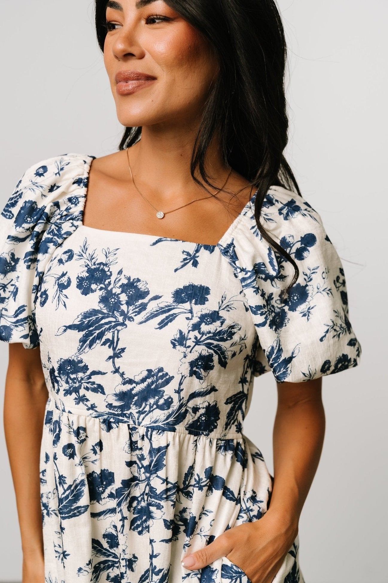 Baltic Born Womens Graceland Maxi Dress | Cream + Navy Floral