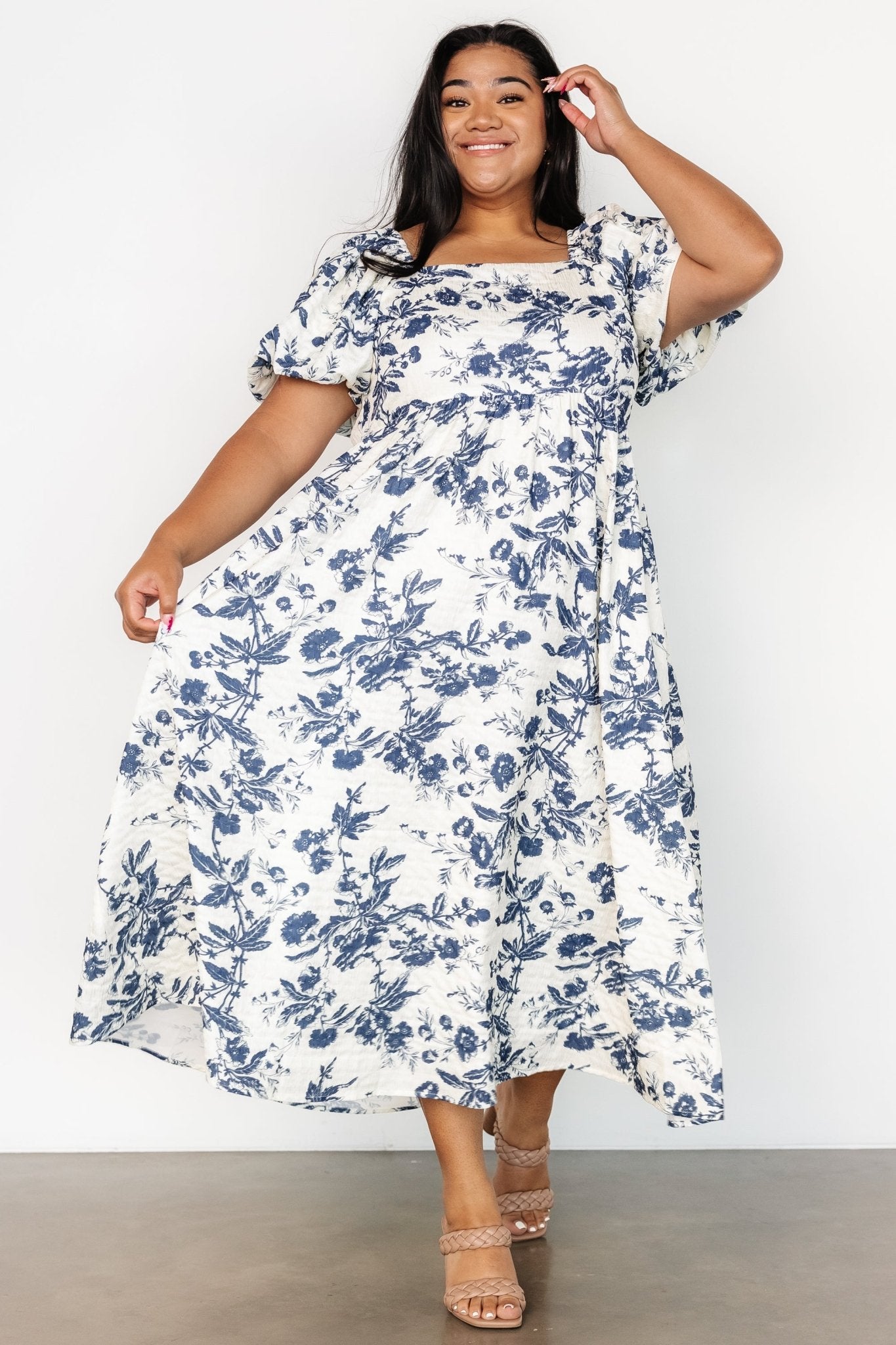 Graceland Maxi Dress | Cream + Navy Floral - Baltic Born